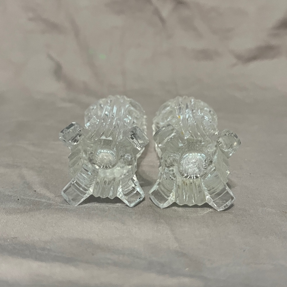 VTG Art Deco Style Bohemia Glass Crystal Salt And Pepper Shaker - Picture 4 of 6